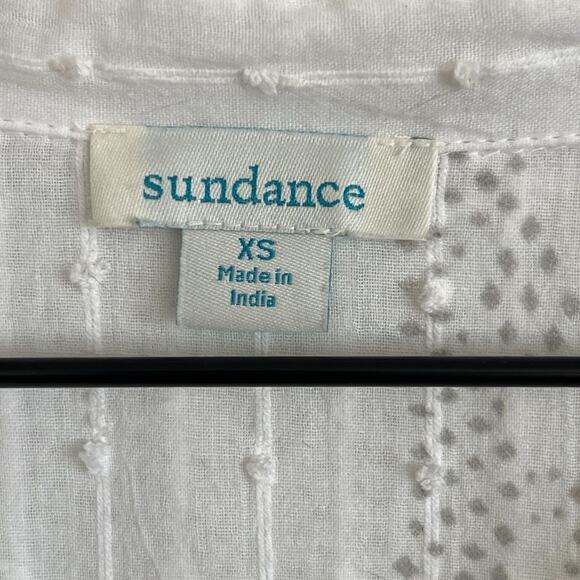 Sundance Oversized Swiss Dot Collared Semi-Sheer Popover Blouse Top XS White - Picture 4 of 6